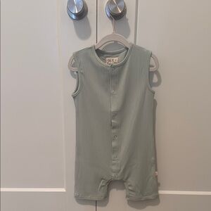 Sleeveless Green Button-Up Baby Romper